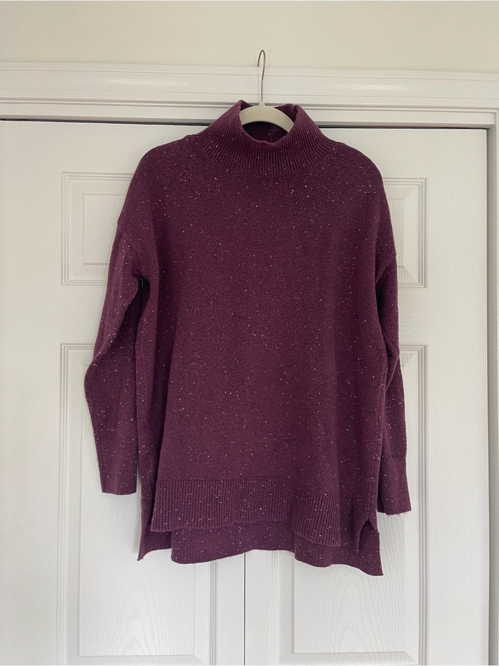 LOFT Sparkle Mockneck Sweater - Plum